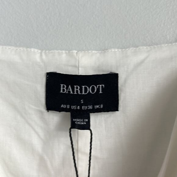 NWT Bardot Zayla linen blend side scrunch slimming sleeveless midi dress sz 4 - Picture 7 of 9